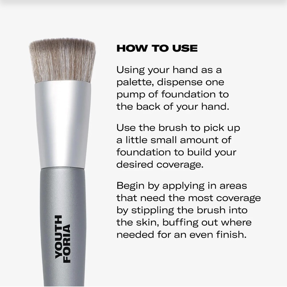NIB YOUTH FORIA | Oval Foundation Makeup Brush Blend Buff Buildable Coverage - Picture 2 of 3